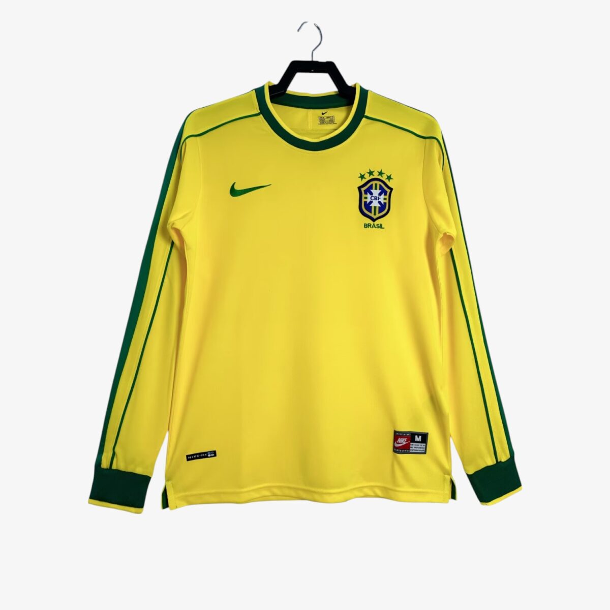 Brazil Home Retro Jersey long sleeveWorld Cup 1998