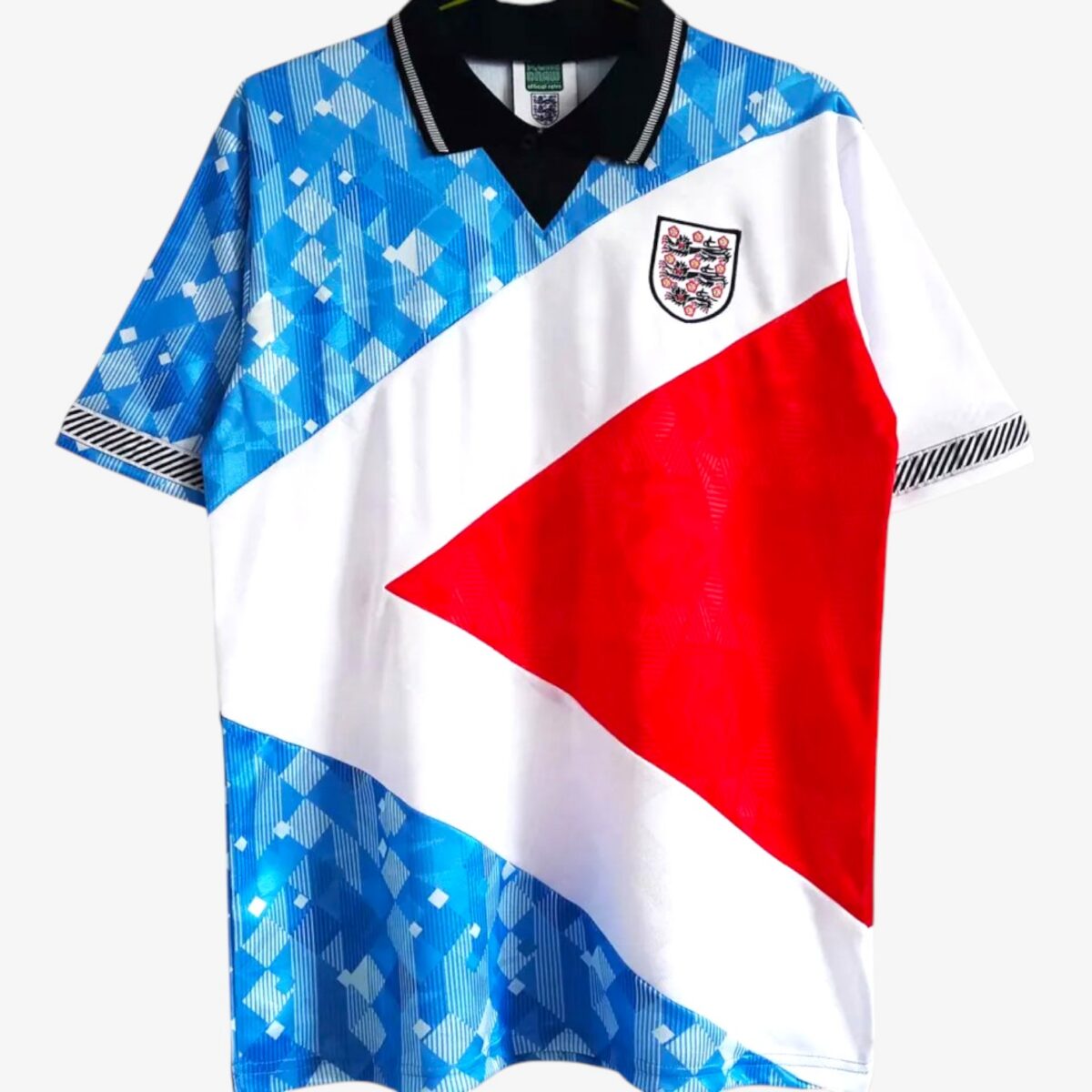 England Blue White Red Retro Jersey 1990