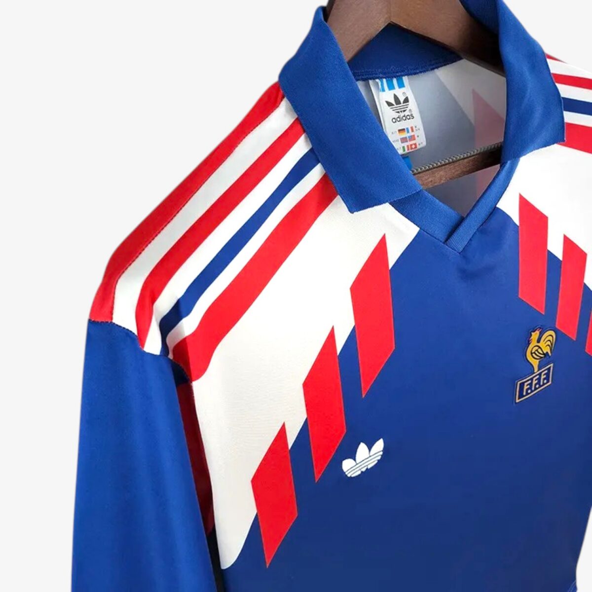 France Home Long Sleeve Retro Jersey 1988/90 - Image 3