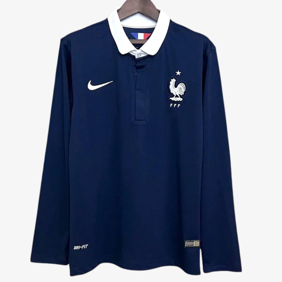 France Home Long Sleeve Retro Jersey 2014