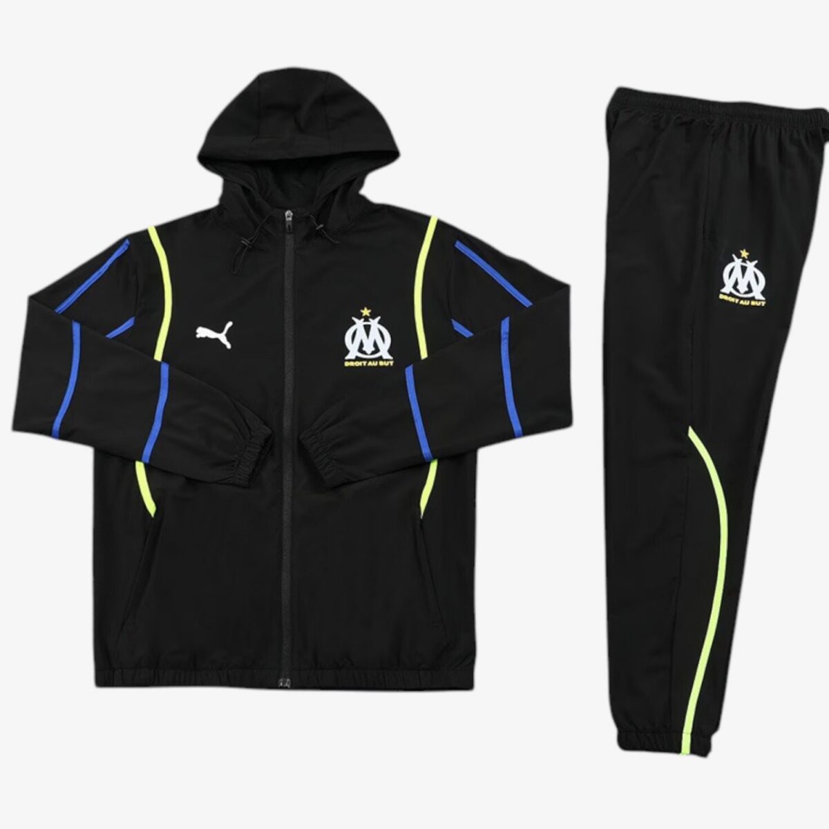 Marseille Black Hooded Jacket Tracksuit 2025/26 - Image 3