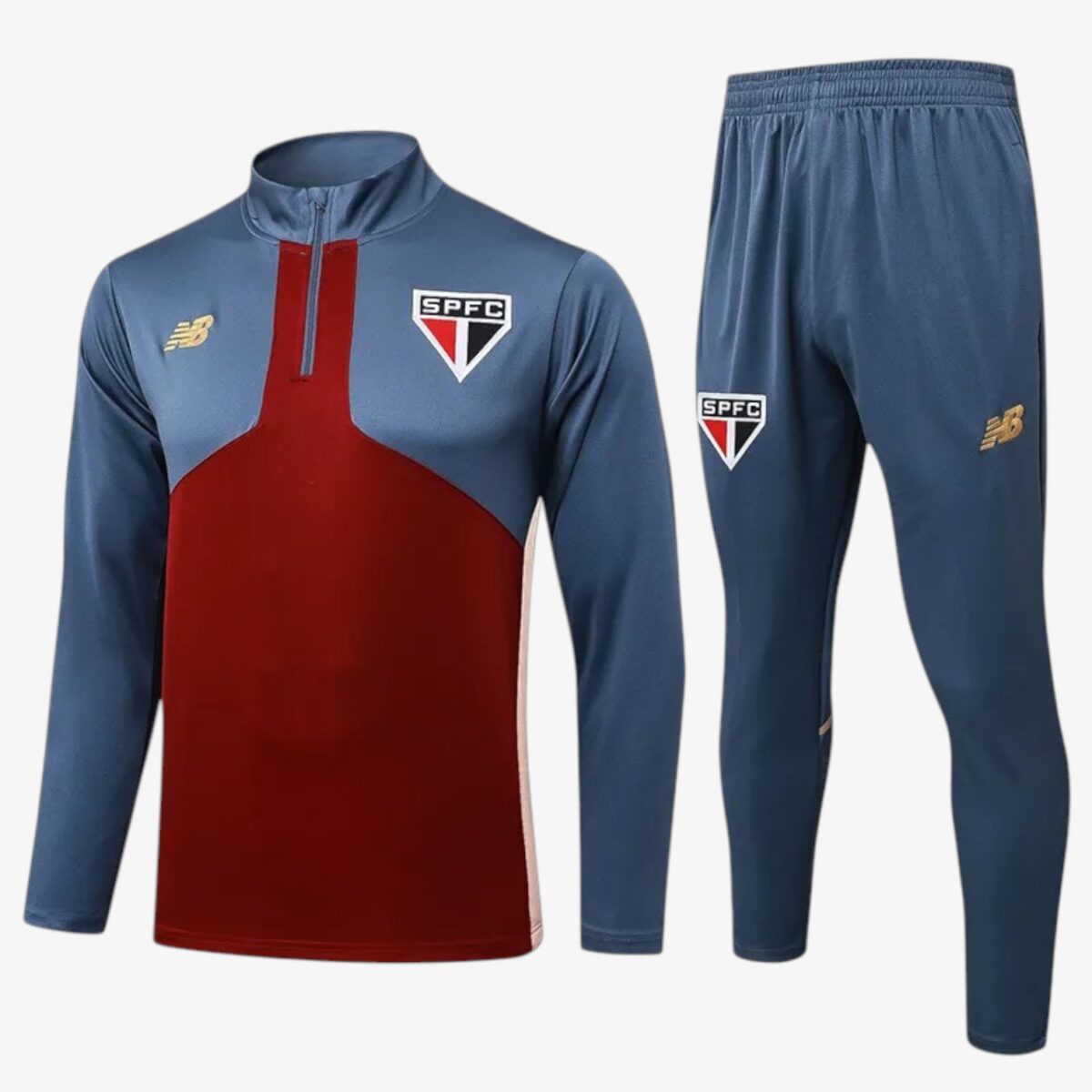 Sao Paulo Red &Grey Half Pull Tracksuit 2025/26