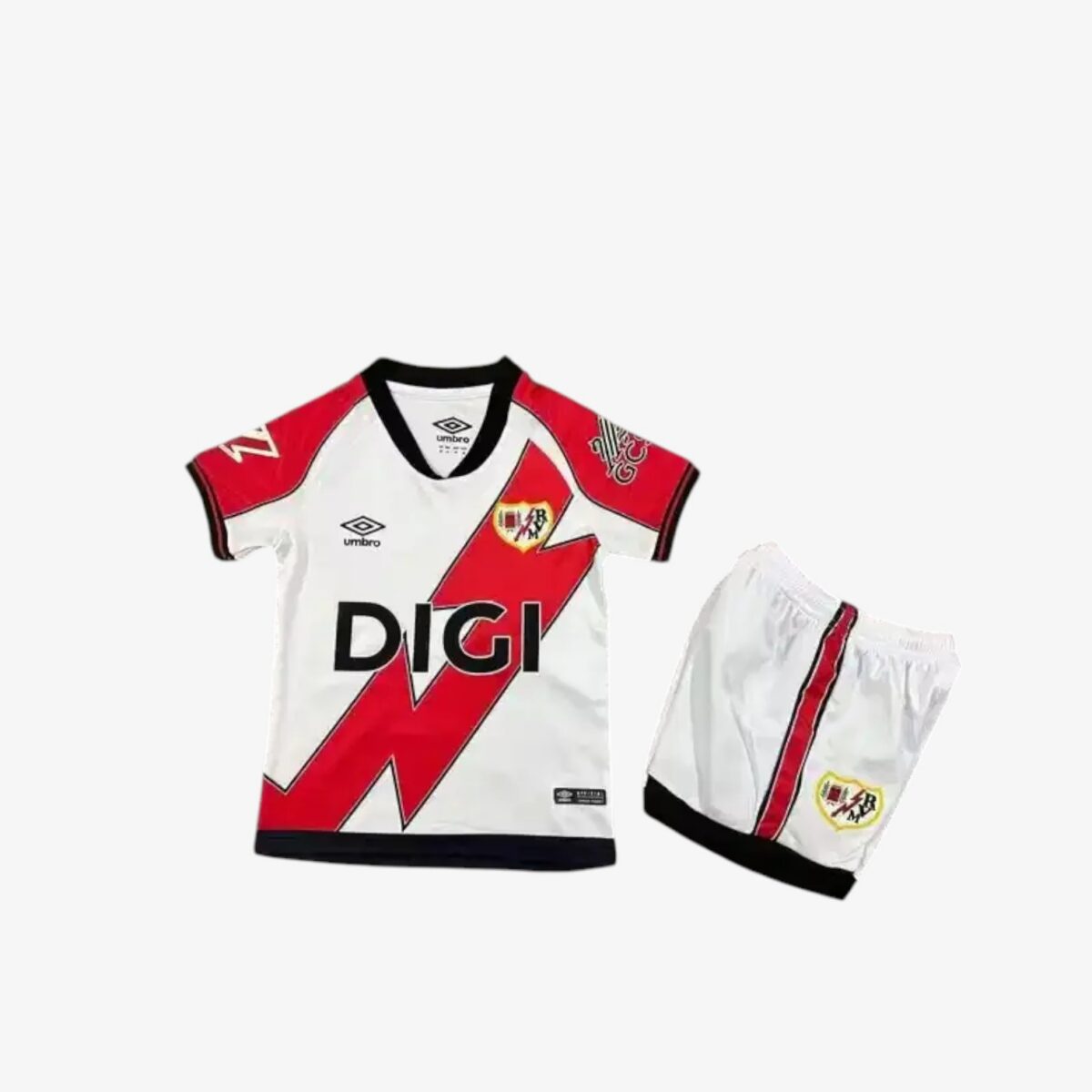 Rayo Vallecano White and Red Jersey 2025/26 — Kids